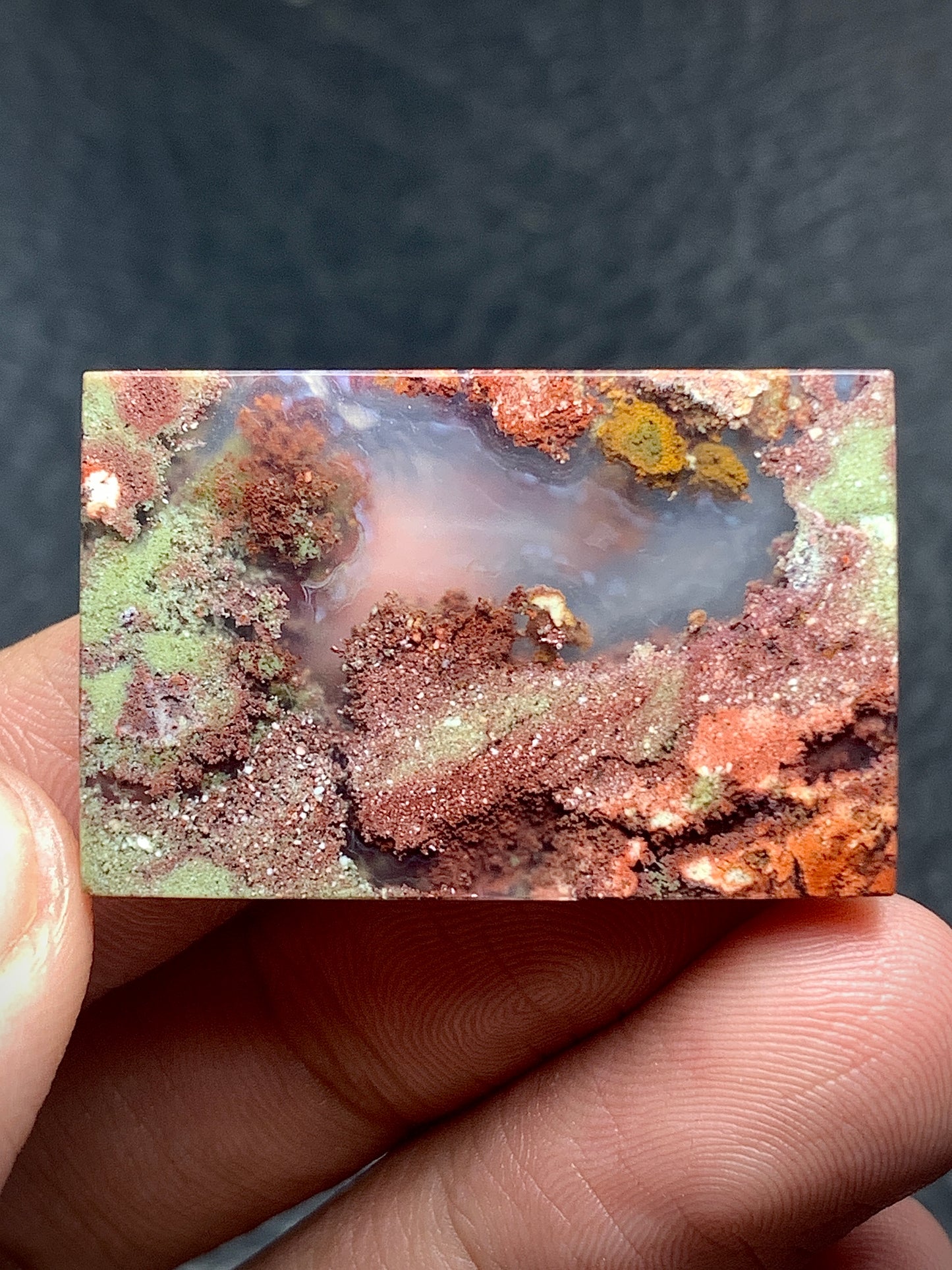 Scenic Moss Agate Rectangle Cabochon 32x21x4.2mm