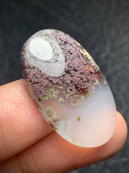 Scenic Moss Agate Oval Cabochon 29x17.5x6 mm