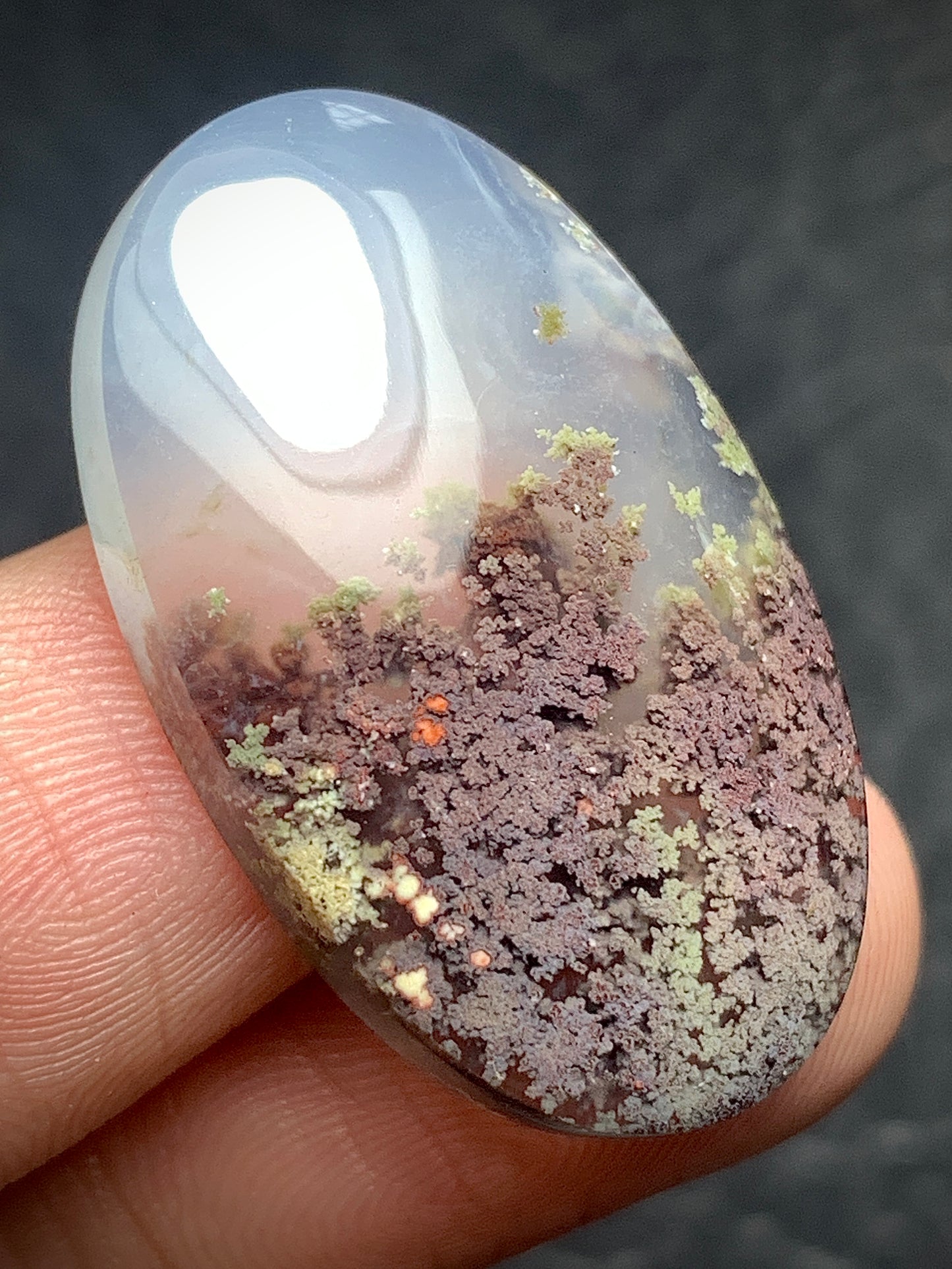 Scenic Moss Agate Oval Cabochon 29x17.5x6 mm