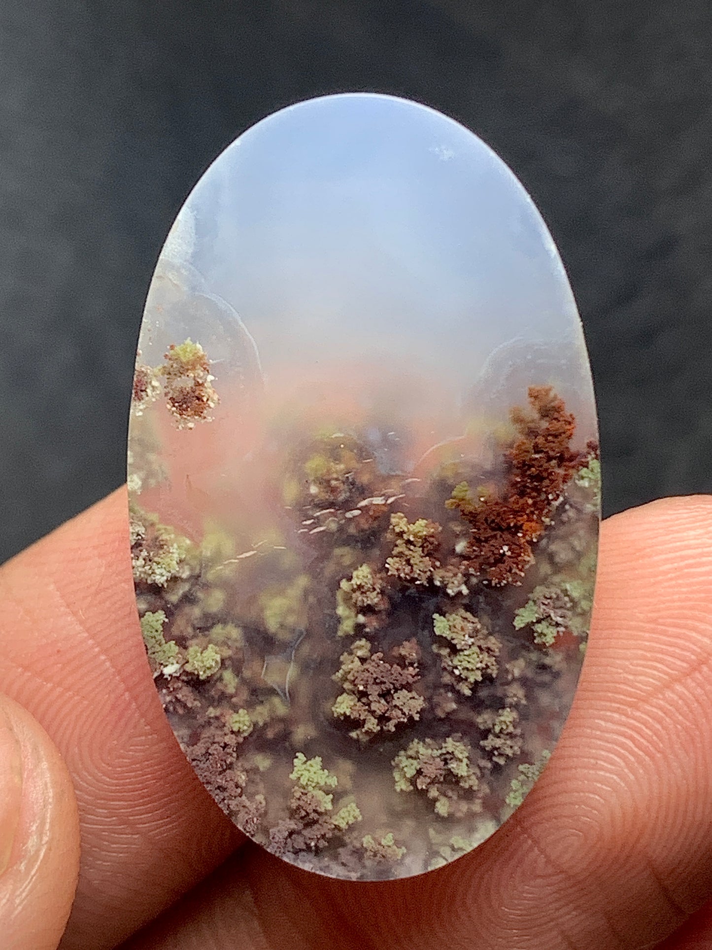 Scenic Moss Agate Oval Cabochon 29x17.5x6 mm