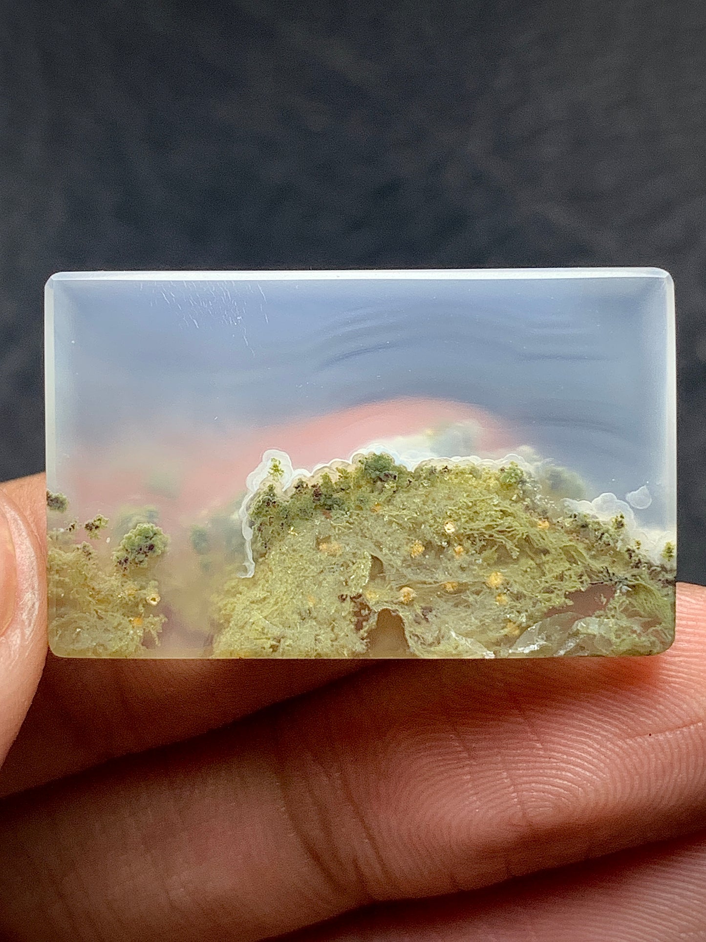 Unique Scenic Moss Agate Rectangle Cabochon 30x19x4.2mm