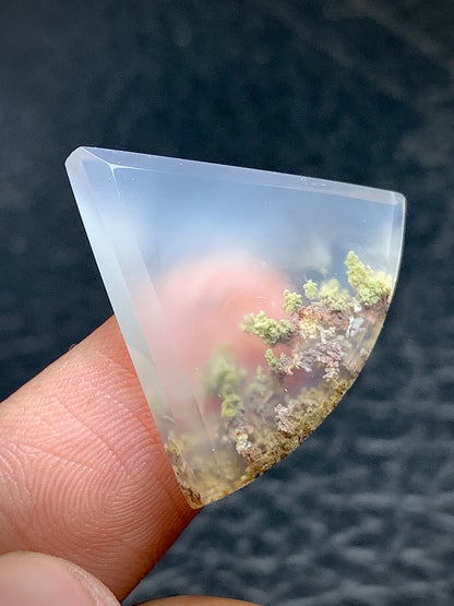 Scenic Moss Agate Teardrop Cabochon 27x24x5mm