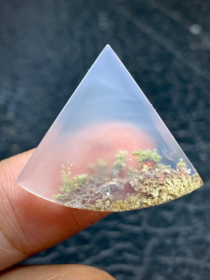 Scenic Moss Agate Teardrop Cabochon 27x24x5mm