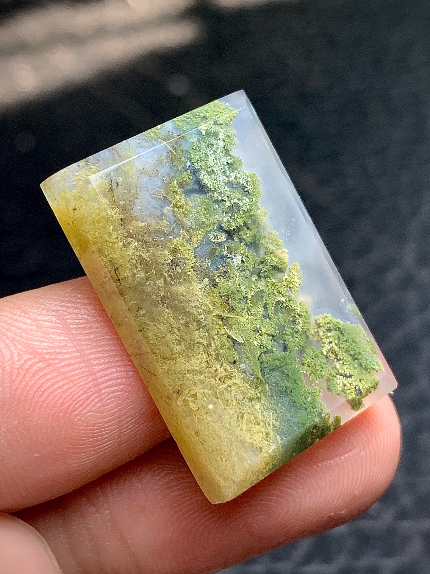 Scenic Moss Agate Rectangle Cabochon 26x17.5x5mm