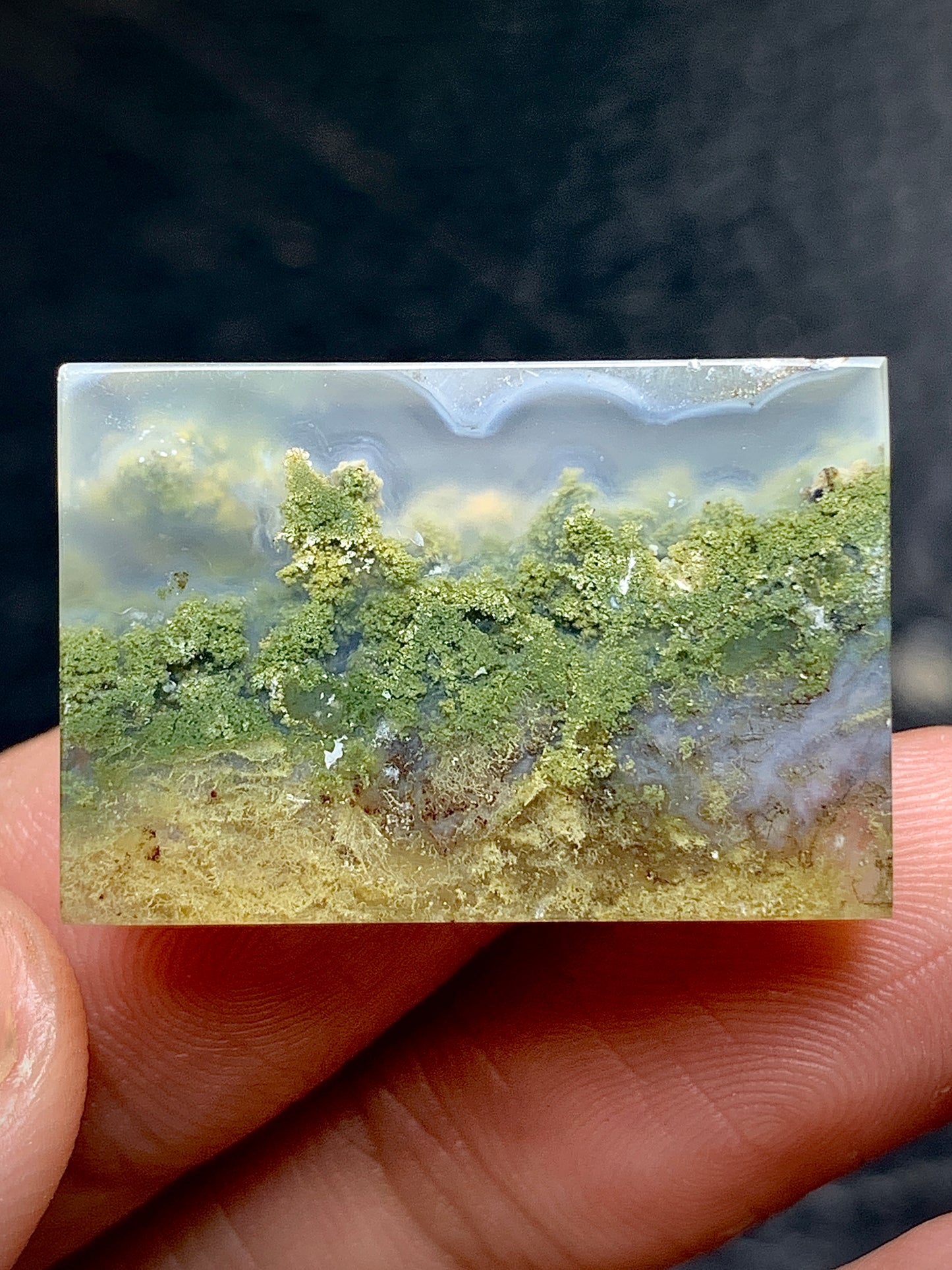 Scenic Moss Agate Rectangle Cabochon 26x17.5x5mm