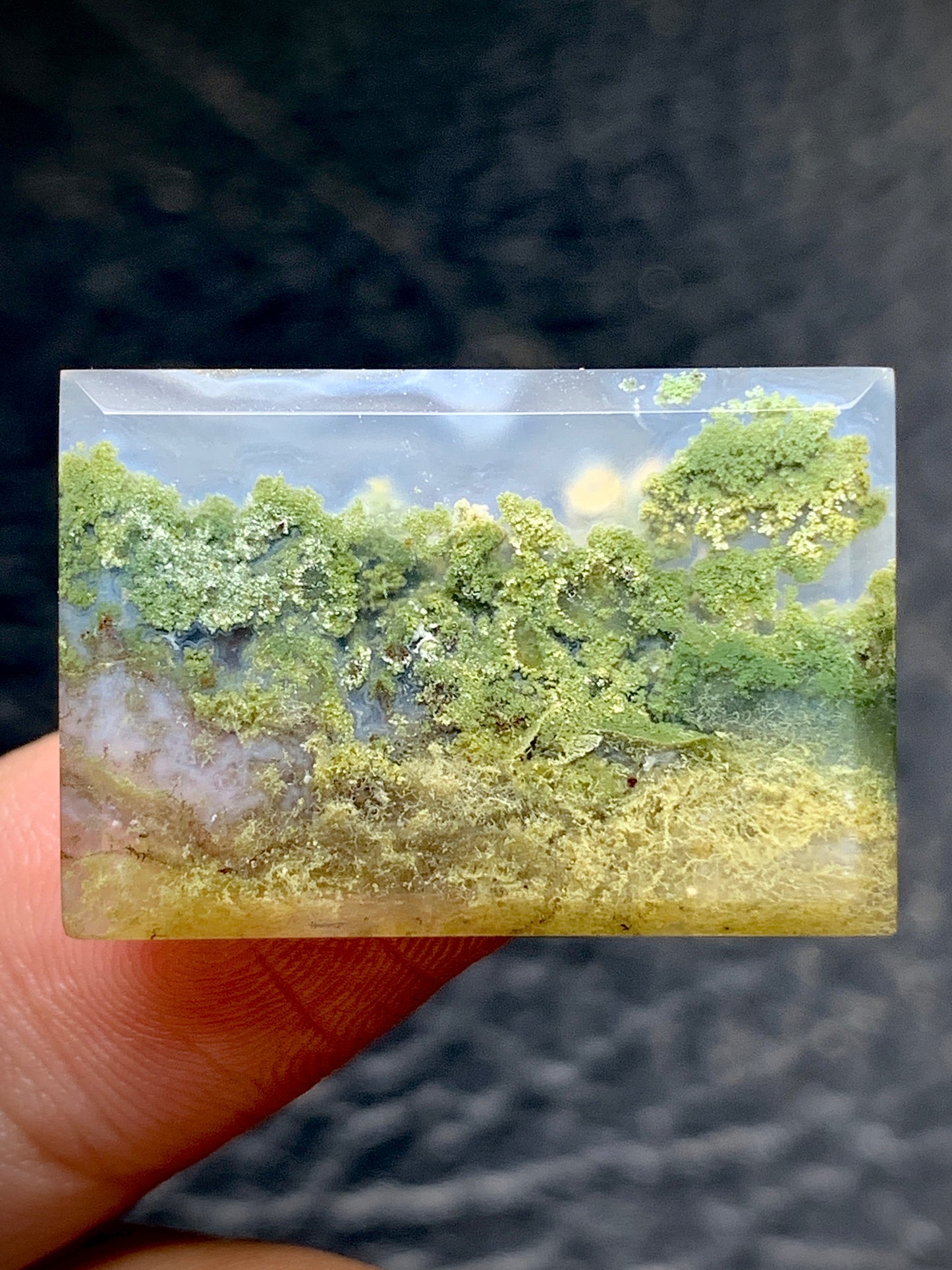 Scenic Moss Agate Rectangle Cabochon 26x17.5x5mm