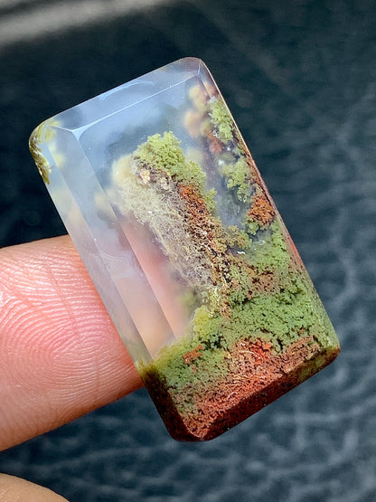 Scenic Moss Agate Rectangle Cabochon 27x16x6mm