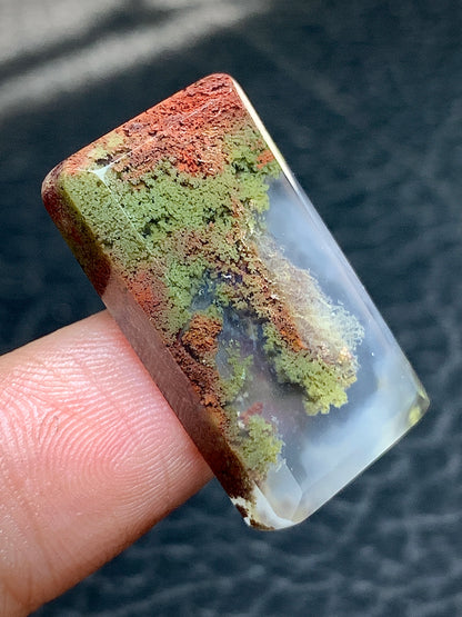 Scenic Moss Agate Rectangle Cabochon 27x16x6mm