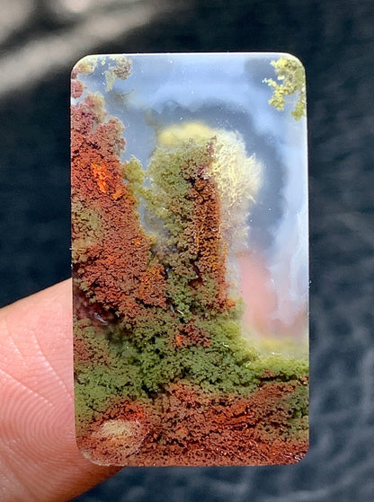 Scenic Moss Agate Rectangle Cabochon 27x16x6mm