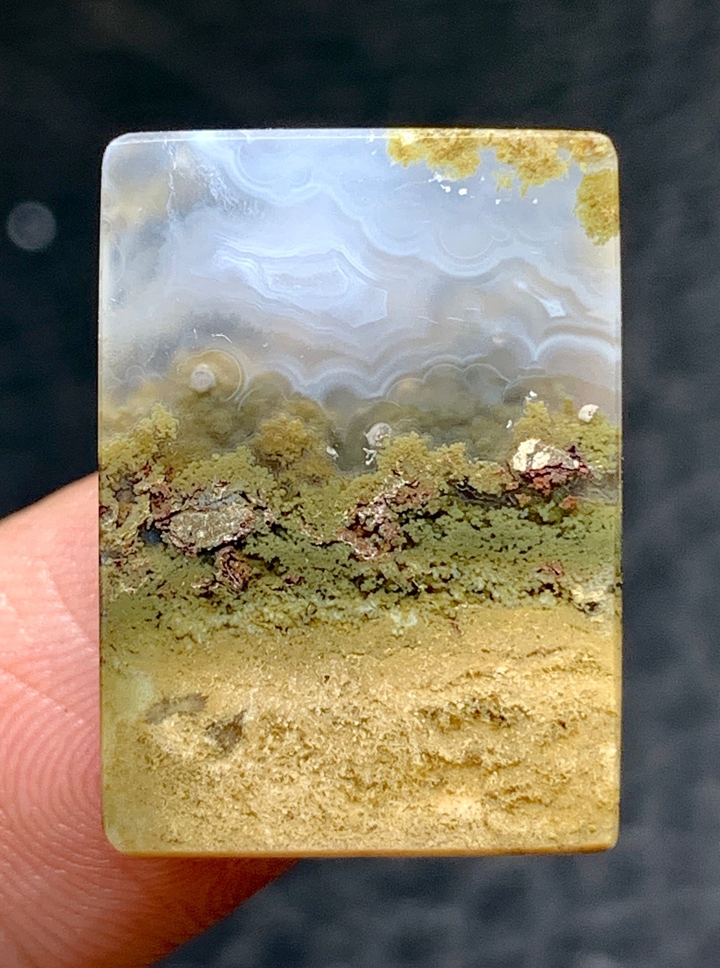 Scenic Moss Agate Rectangle Cabochon 21.6x15.6x5mm