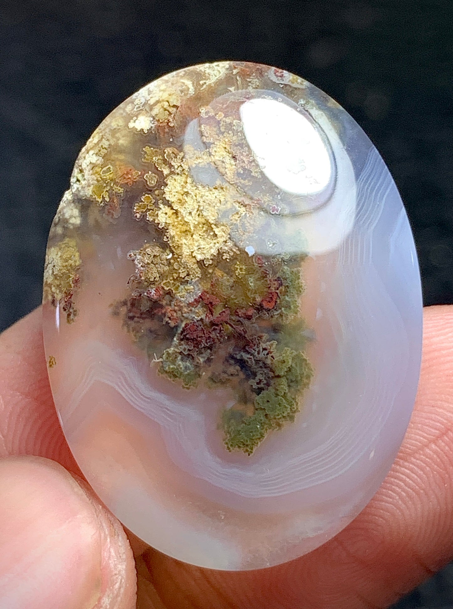 Scenic Moss Agate Oval Cabochon 27.5x20.5x6.5mm