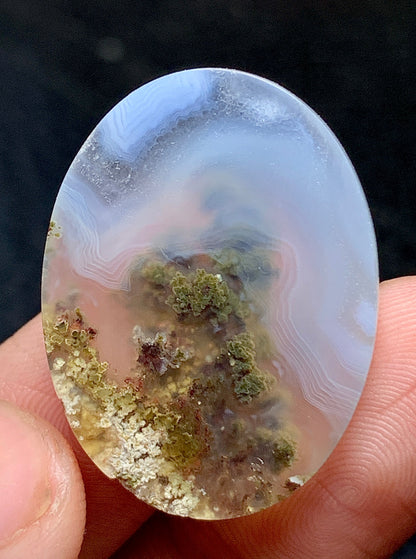 Scenic Moss Agate Oval Cabochon 27.5x20.5x6.5mm