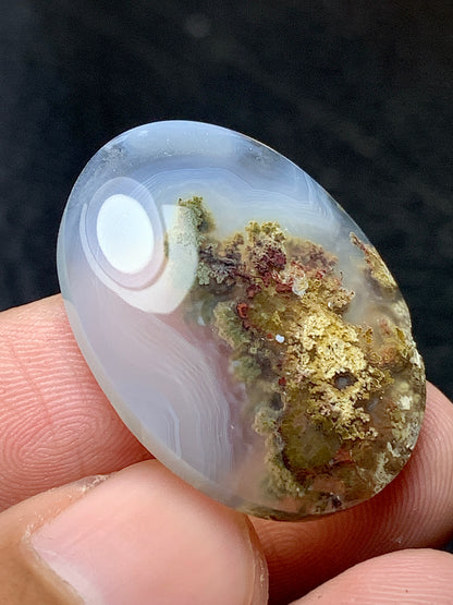 Scenic Moss Agate Oval Cabochon 27.5x20.5x6.5mm