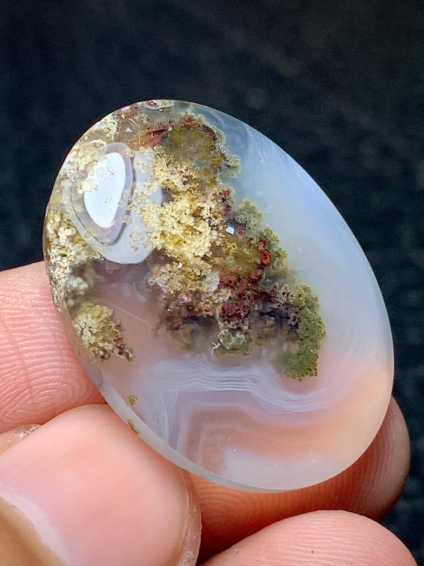 Scenic Moss Agate Oval Cabochon 27.5x20.5x6.5mm