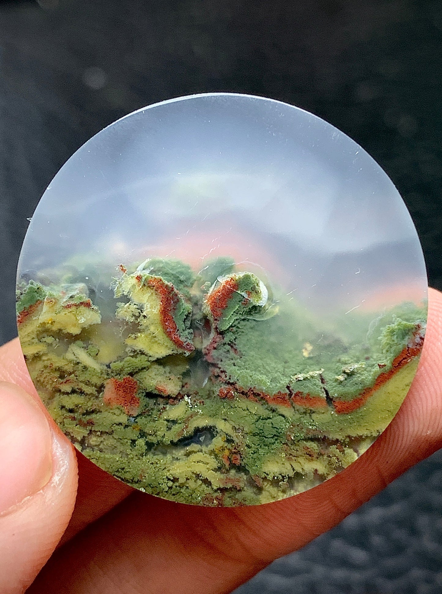 Scenic Moss Agate Round Cabochon 30x30x5.5mm