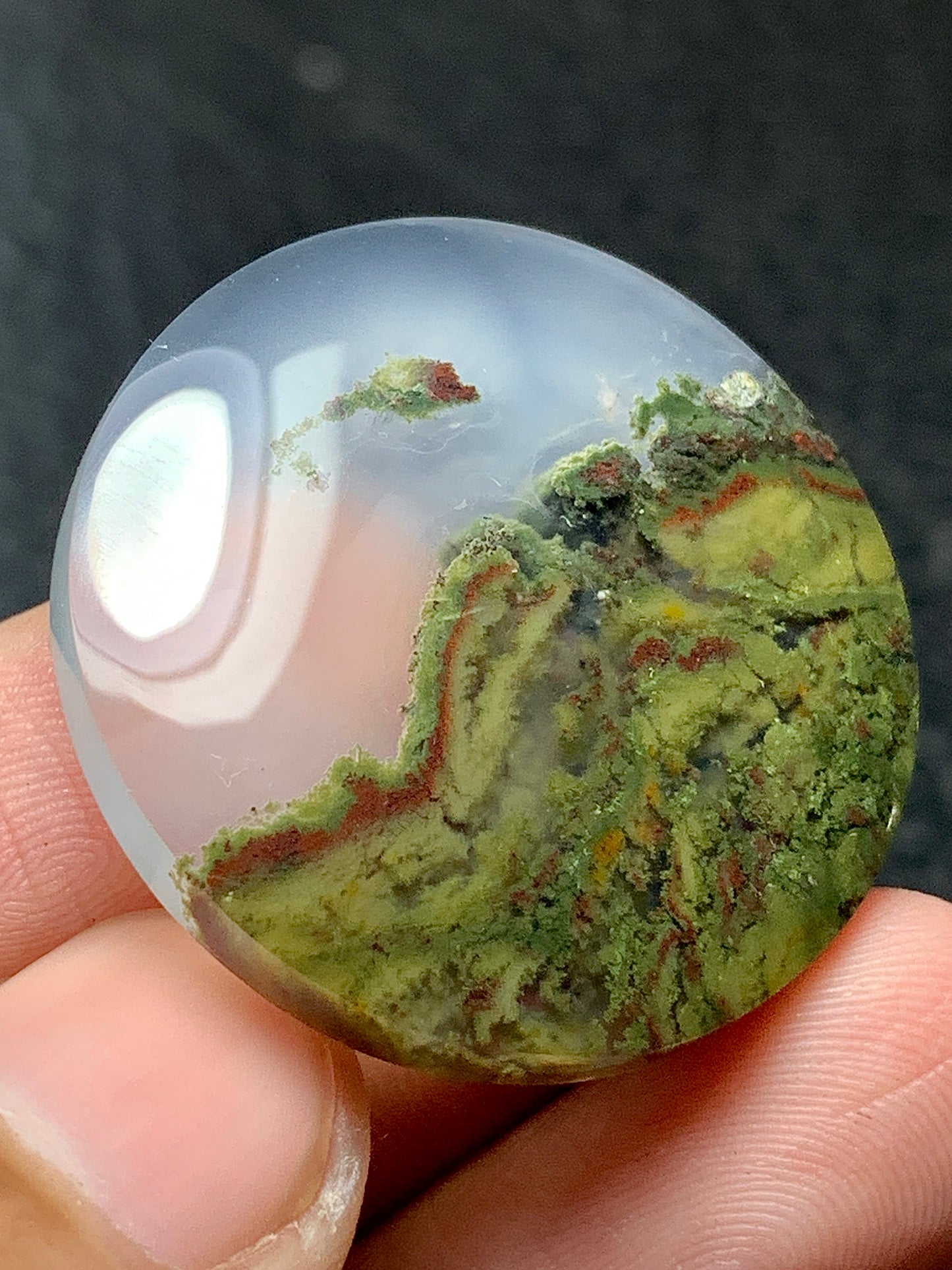 Scenic Moss Agate Round Cabochon 30x30x5.5mm