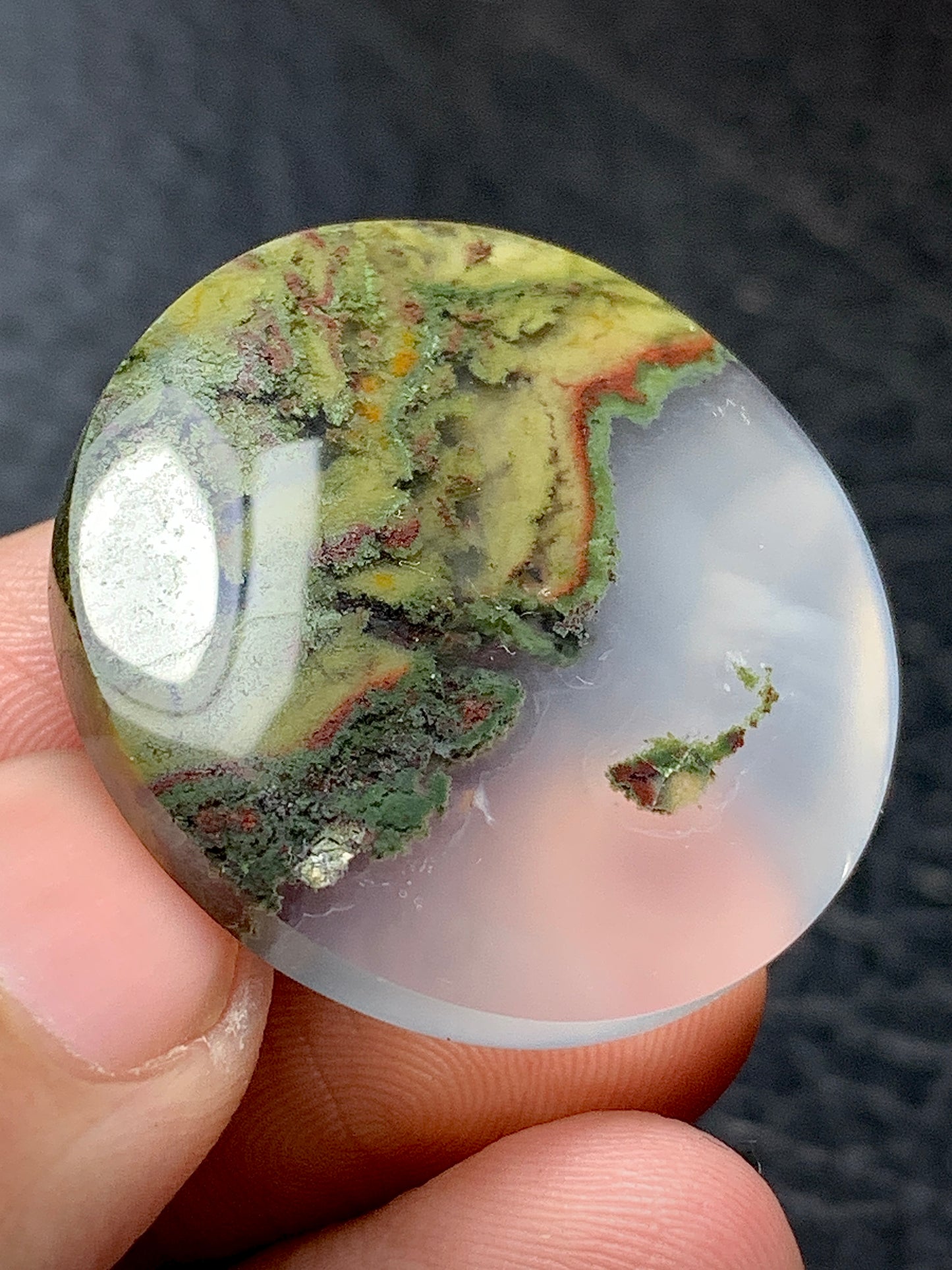 Scenic Moss Agate Round Cabochon 30x30x5.5mm