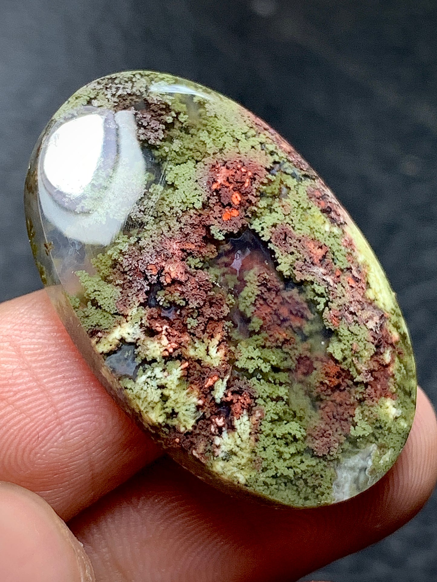 Scenic Moss Agate Oval Cabochon 32x21x5.5mm