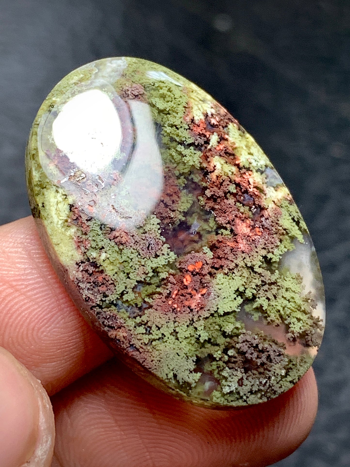 Scenic Moss Agate Oval Cabochon 32x21x5.5mm