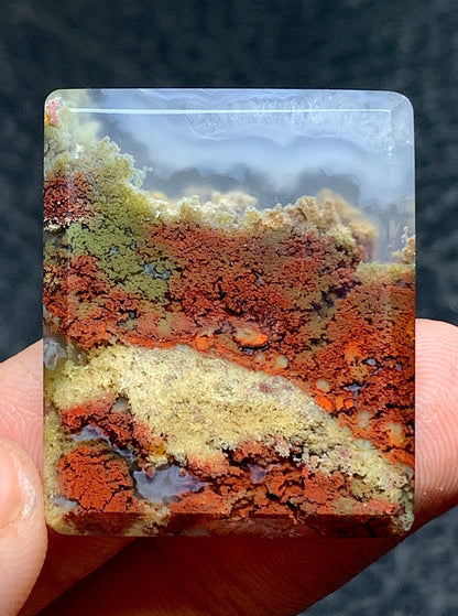 Scenic Moss Agate Rectangle Cabochon 29.6x24.5x5mm