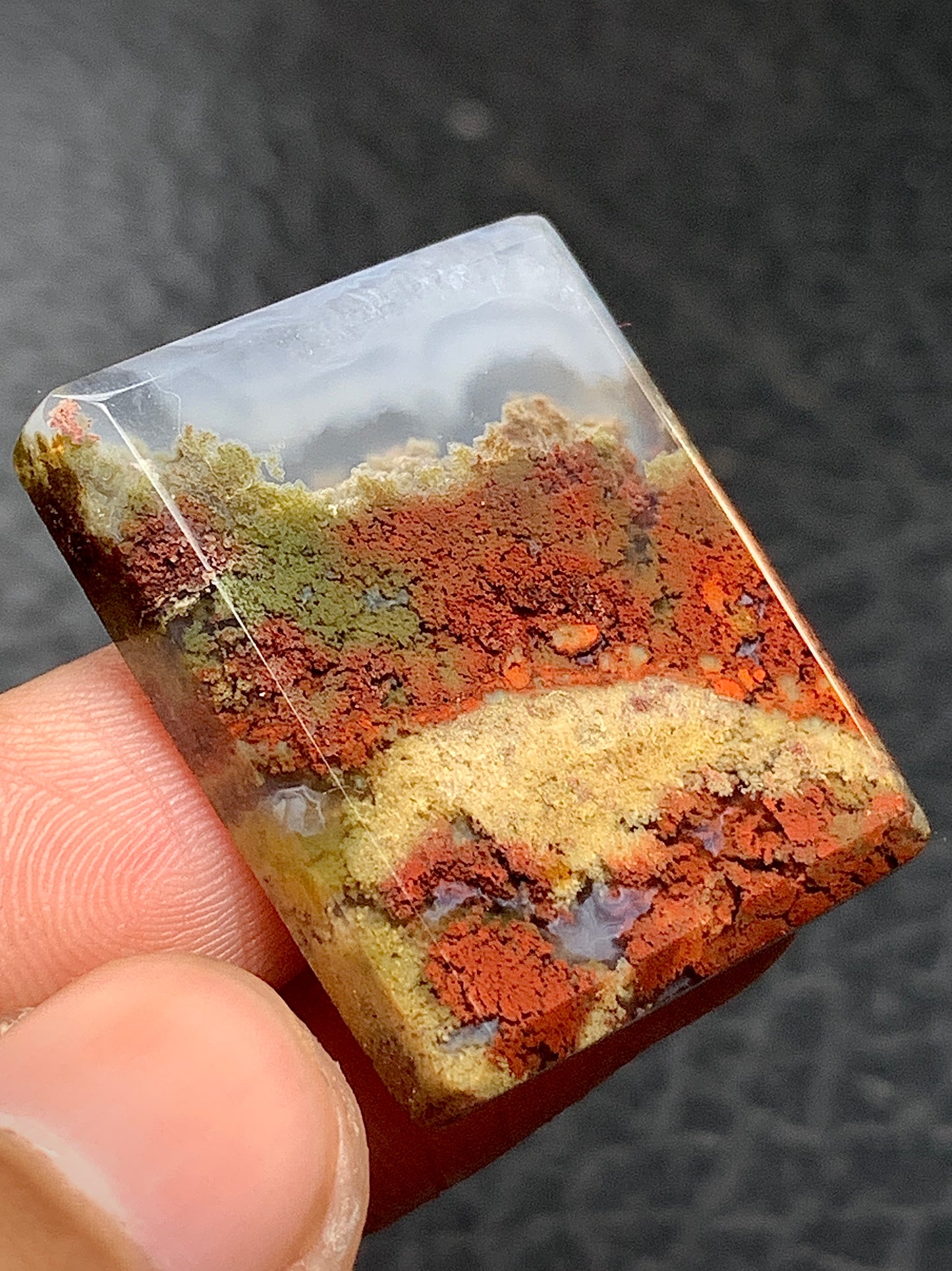 Scenic Moss Agate Rectangle Cabochon 29.6x24.5x5mm