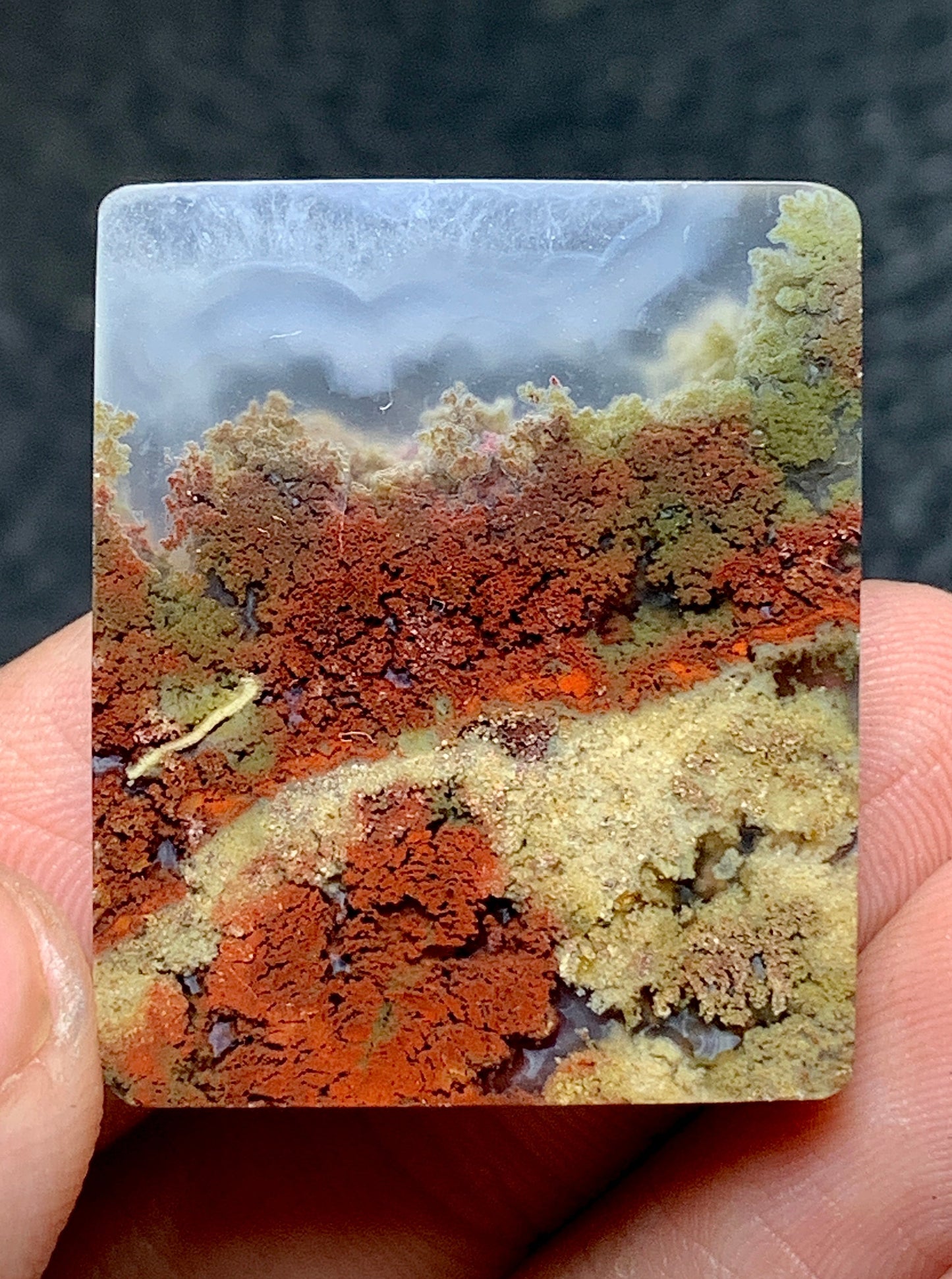 Scenic Moss Agate Rectangle Cabochon 29.6x24.5x5mm