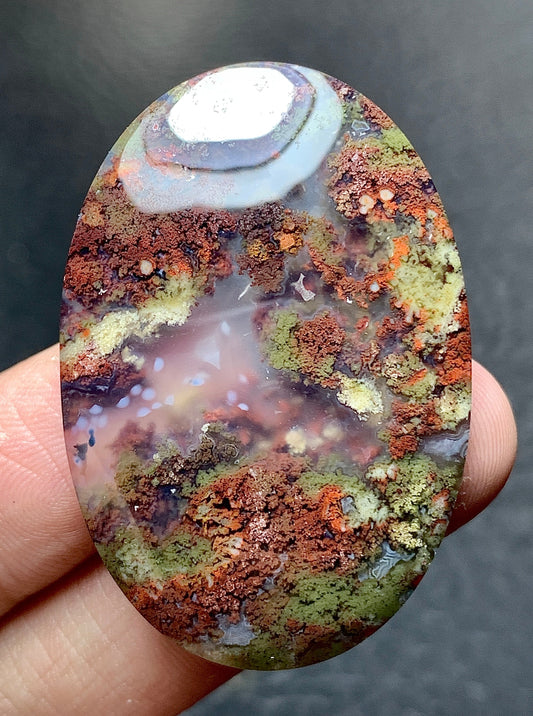 Scenic Moss Agate Oval Cabochon 40.6x17.5x6.2mm