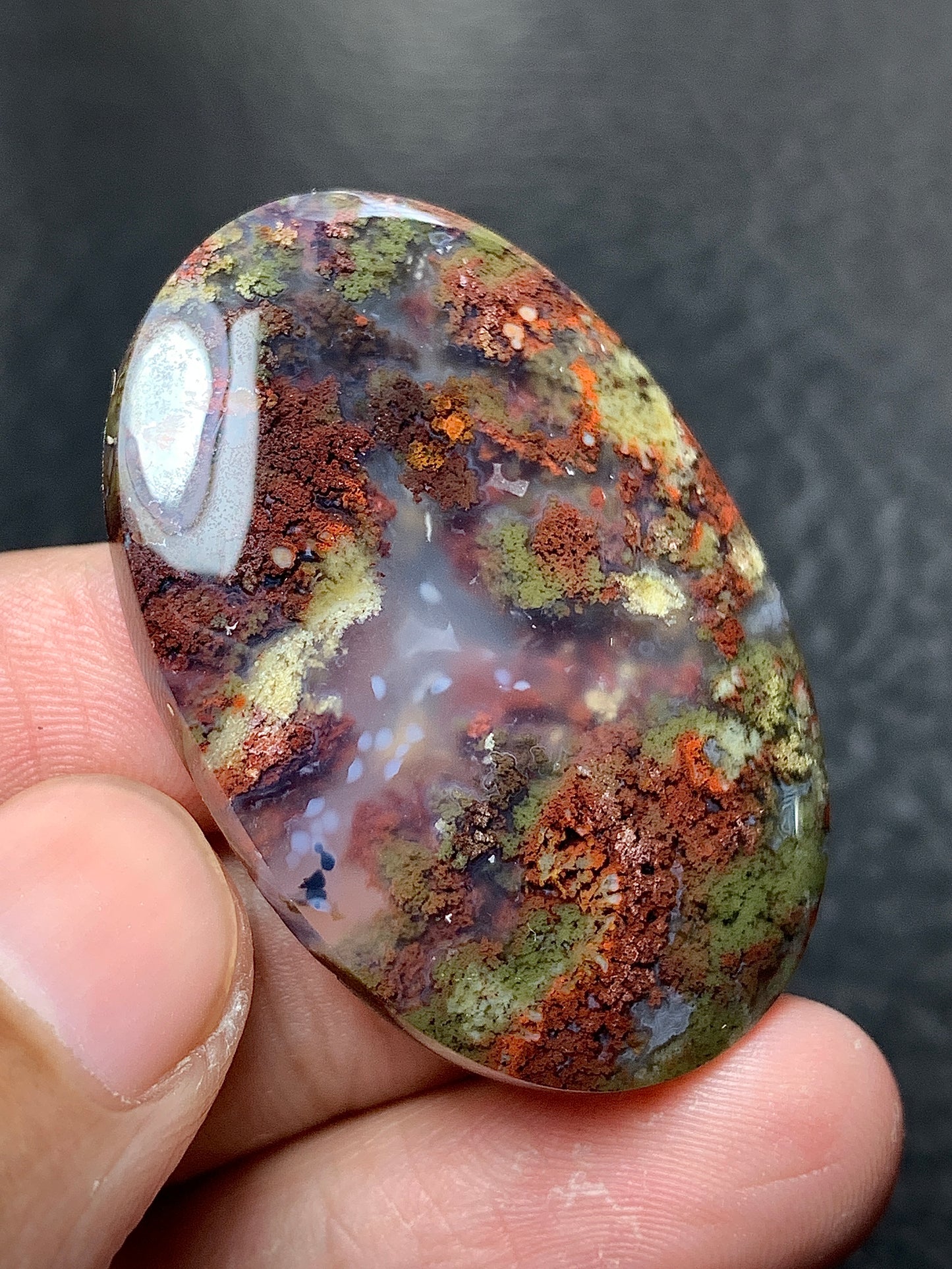 Scenic Moss Agate Oval Cabochon 40.6x17.5x6.2mm