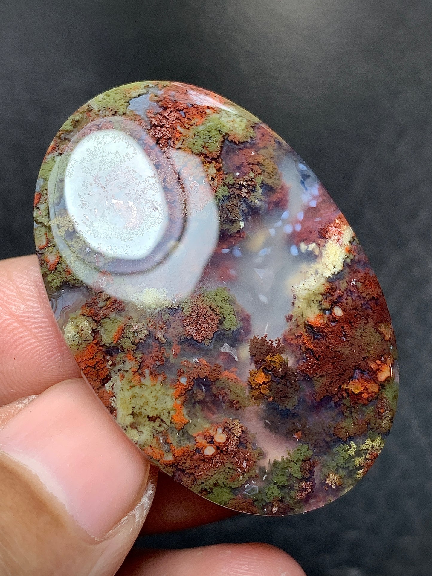 Scenic Moss Agate Oval Cabochon 40.6x17.5x6.2mm