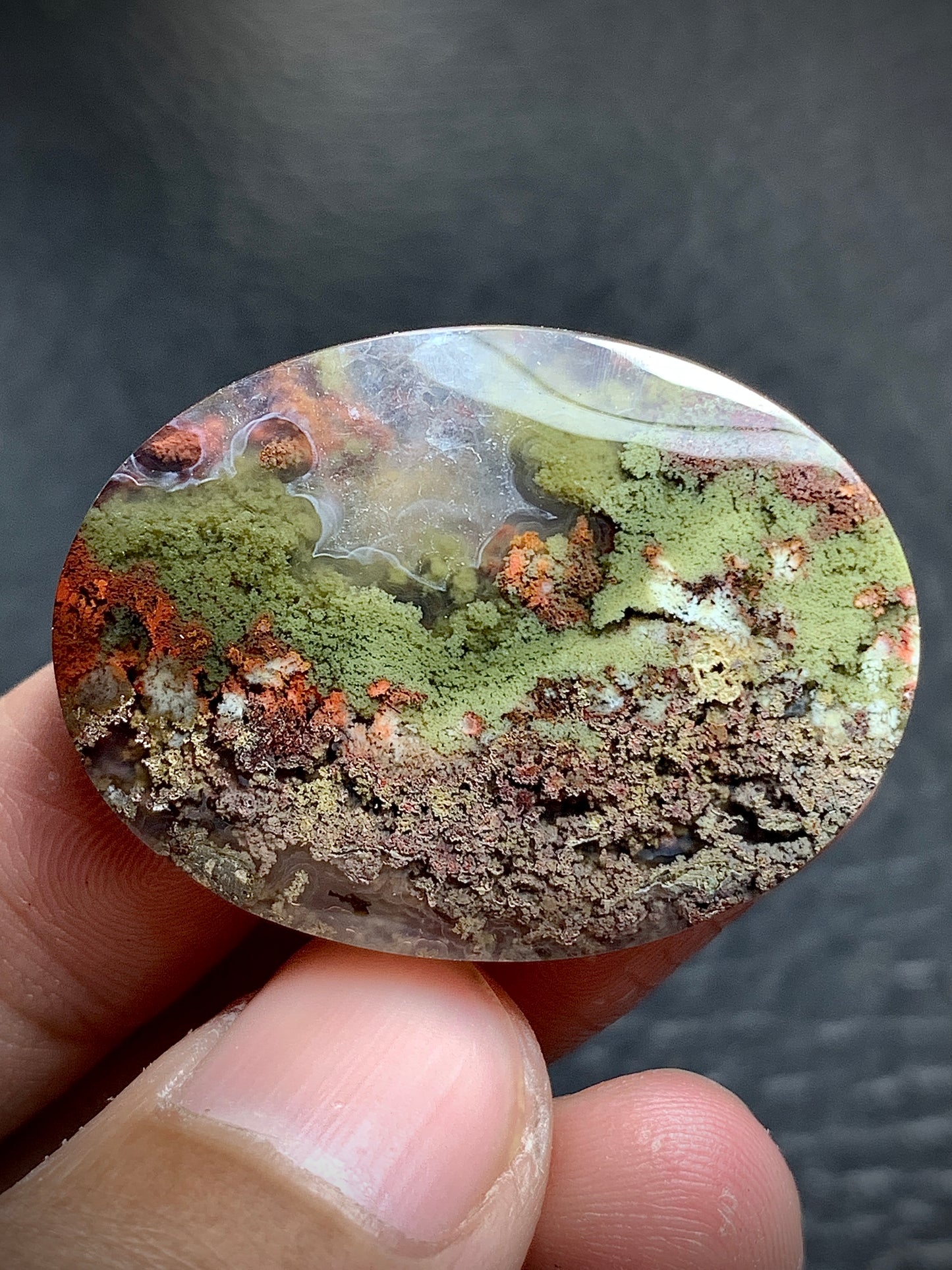 Scenic Moss Agate Oval Cabochon 34.2x25x6.4mm