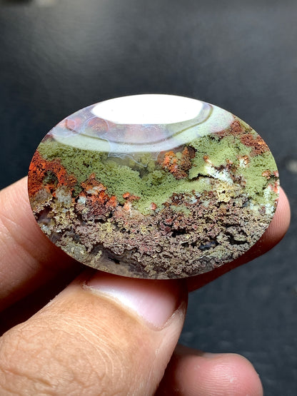 Scenic Moss Agate Oval Cabochon 34.2x25x6.4mm