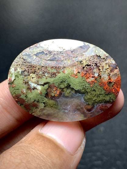 Scenic Moss Agate Oval Cabochon 34.2x25x6.4mm