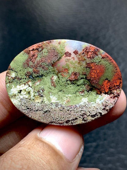 Scenic Moss Agate Oval Cabochon 34.2x25x6.4mm