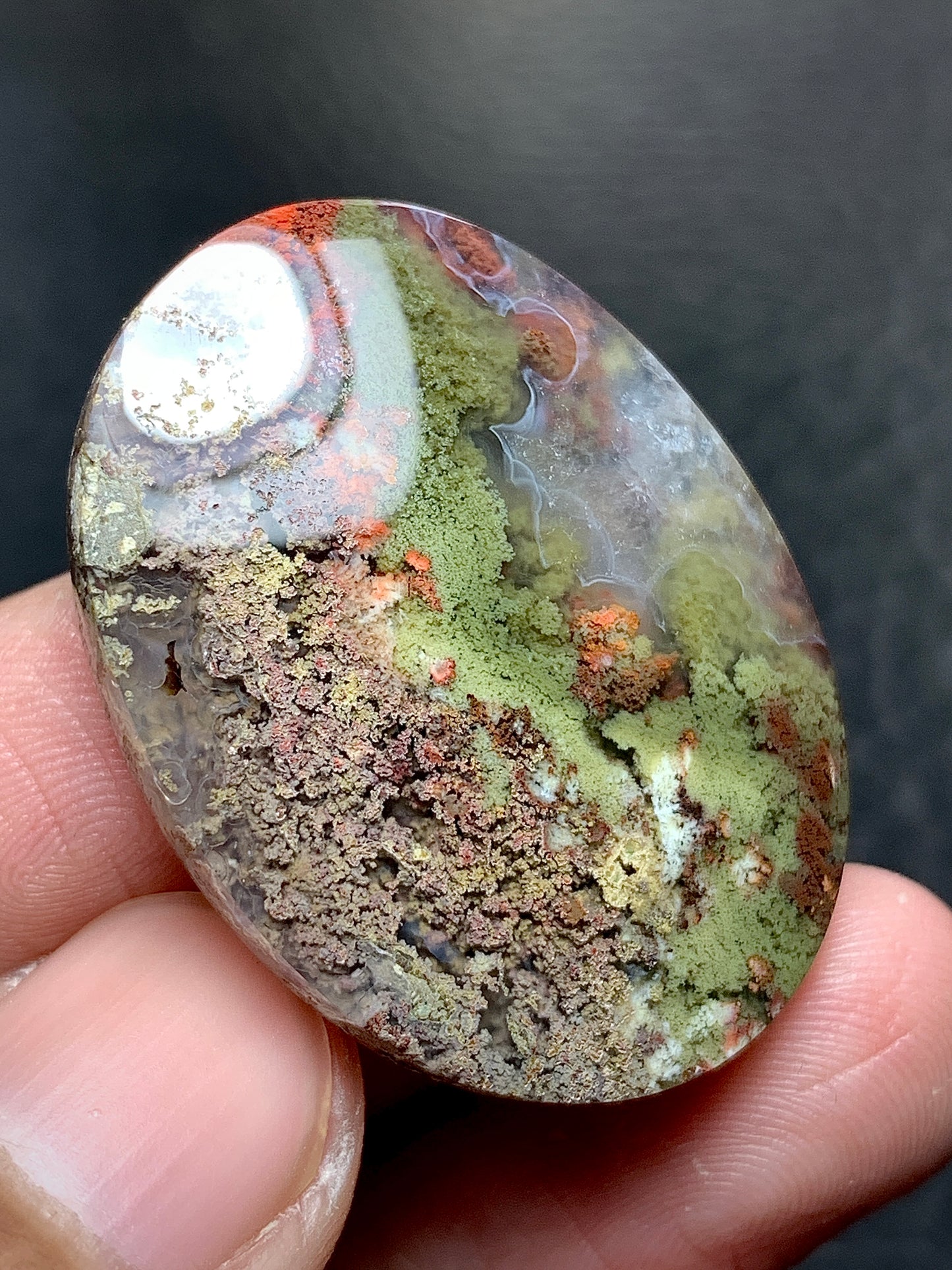 Scenic Moss Agate Oval Cabochon 34.2x25x6.4mm