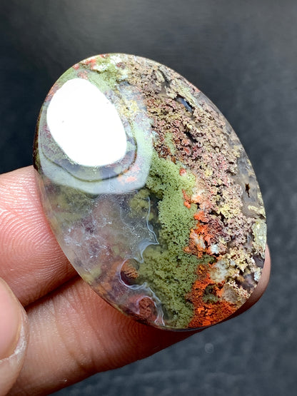 Scenic Moss Agate Oval Cabochon 34.2x25x6.4mm