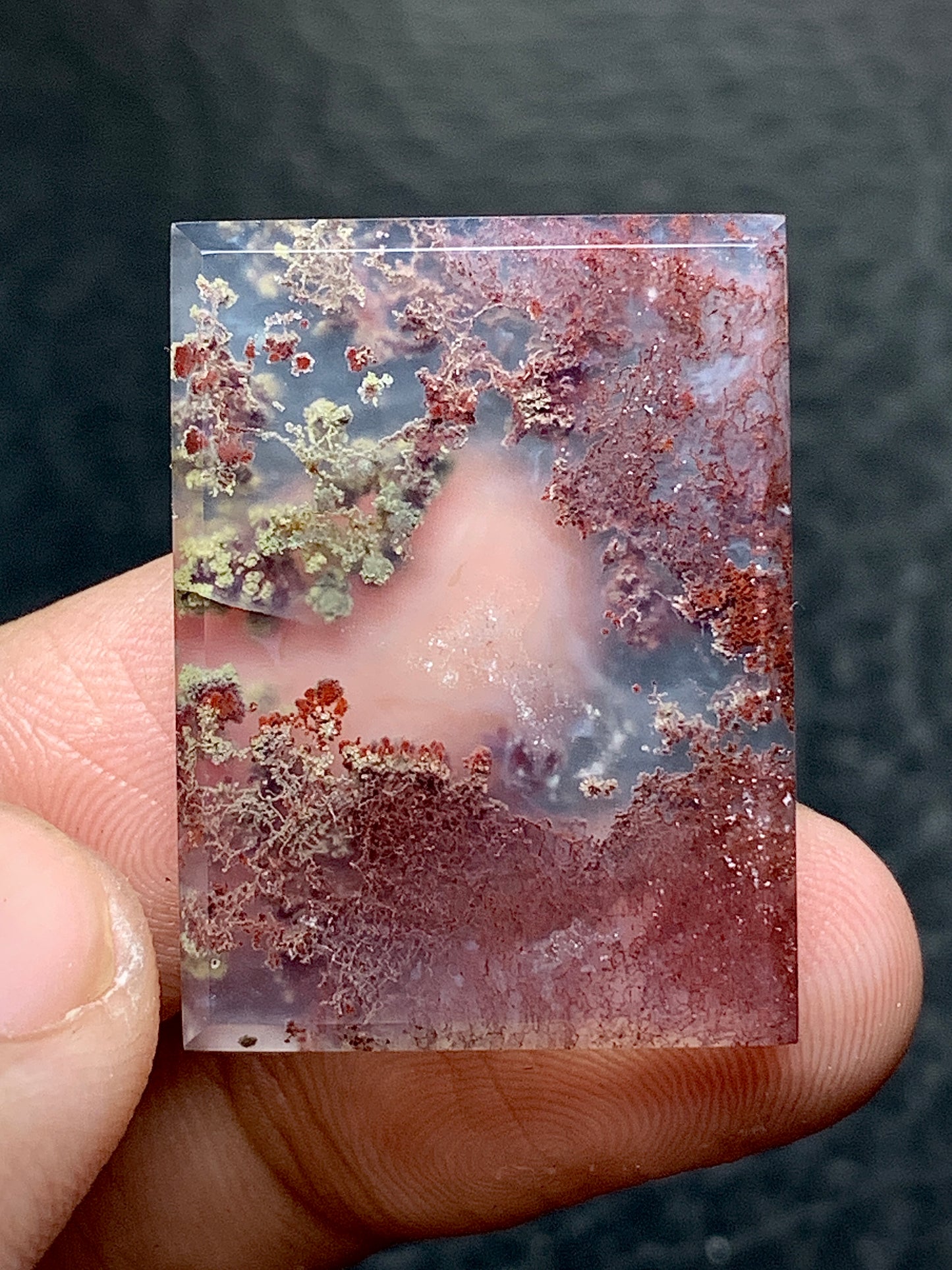 Scenic Moss Agate Rectangle Cabochon 28x21x4 mm