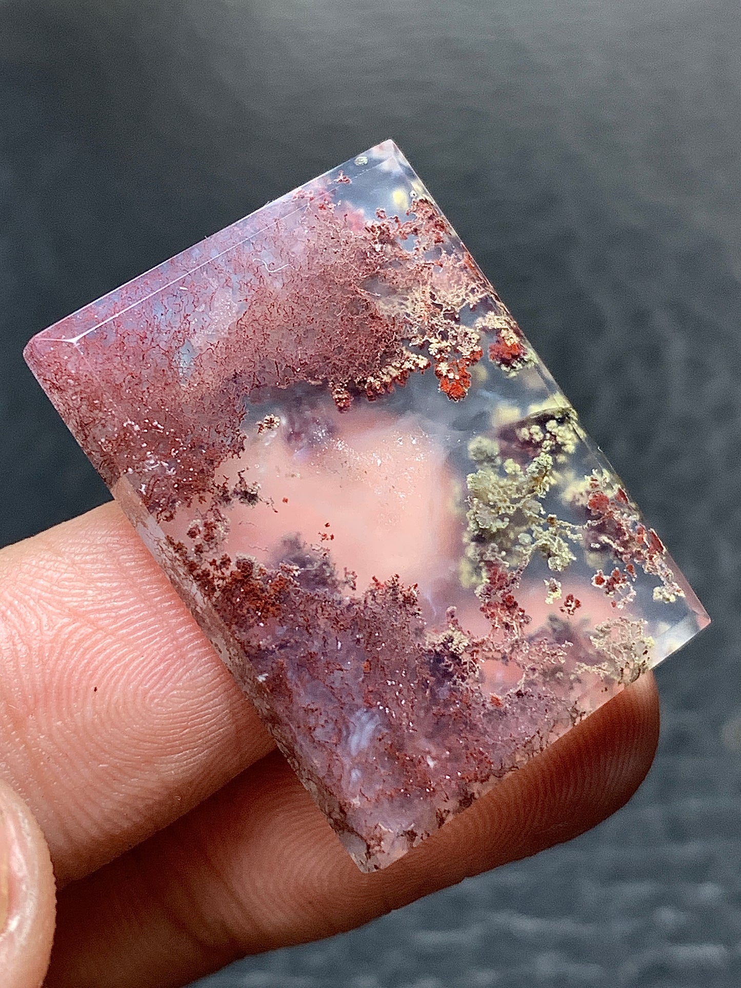 Scenic Moss Agate Rectangle Cabochon 28x21x4 mm