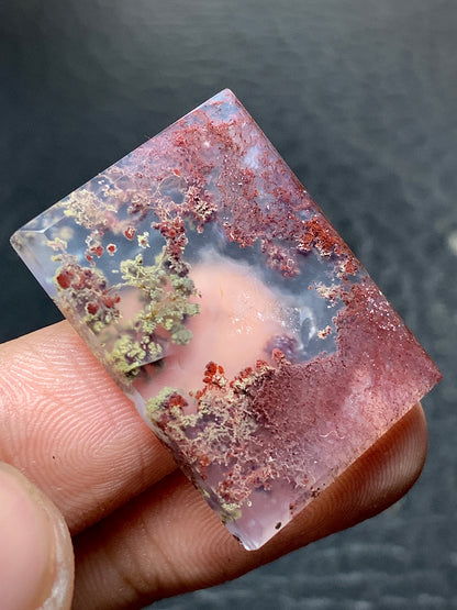 Scenic Moss Agate Rectangle Cabochon 28x21x4 mm