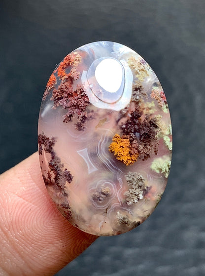 Scenic Moss Agate Oval Cabochon 24x16.5x6.8mm