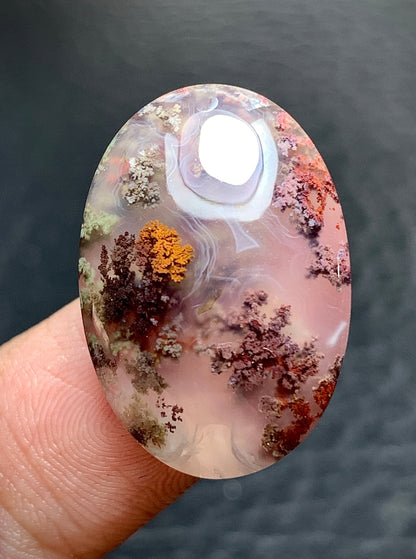 Scenic Moss Agate Oval Cabochon 24x16.5x6.8mm