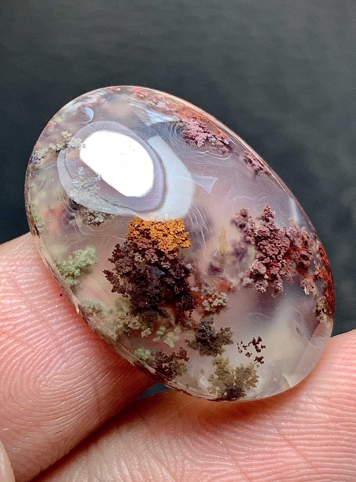 Scenic Moss Agate Oval Cabochon 24x16.5x6.8mm