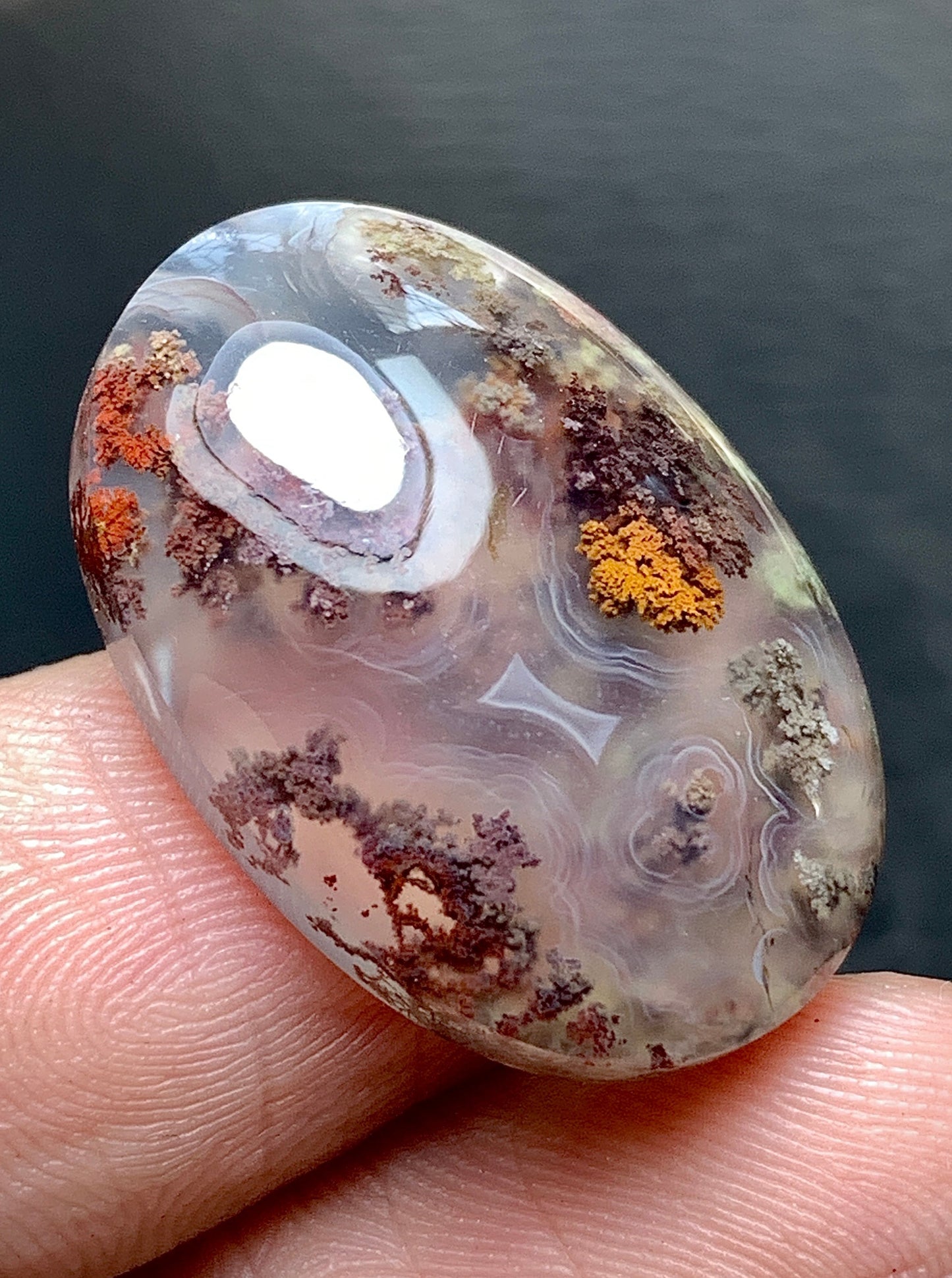 Scenic Moss Agate Oval Cabochon 24x16.5x6.8mm