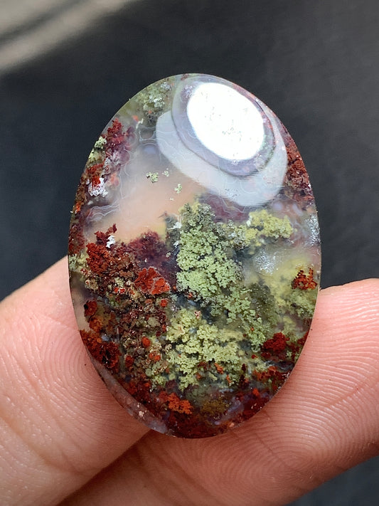 Unique Java Moss Agate Cabochon 26.1x18.5x5mm