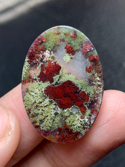 Unique Java Moss Agate Cabochon 26.1x18.5x5mm