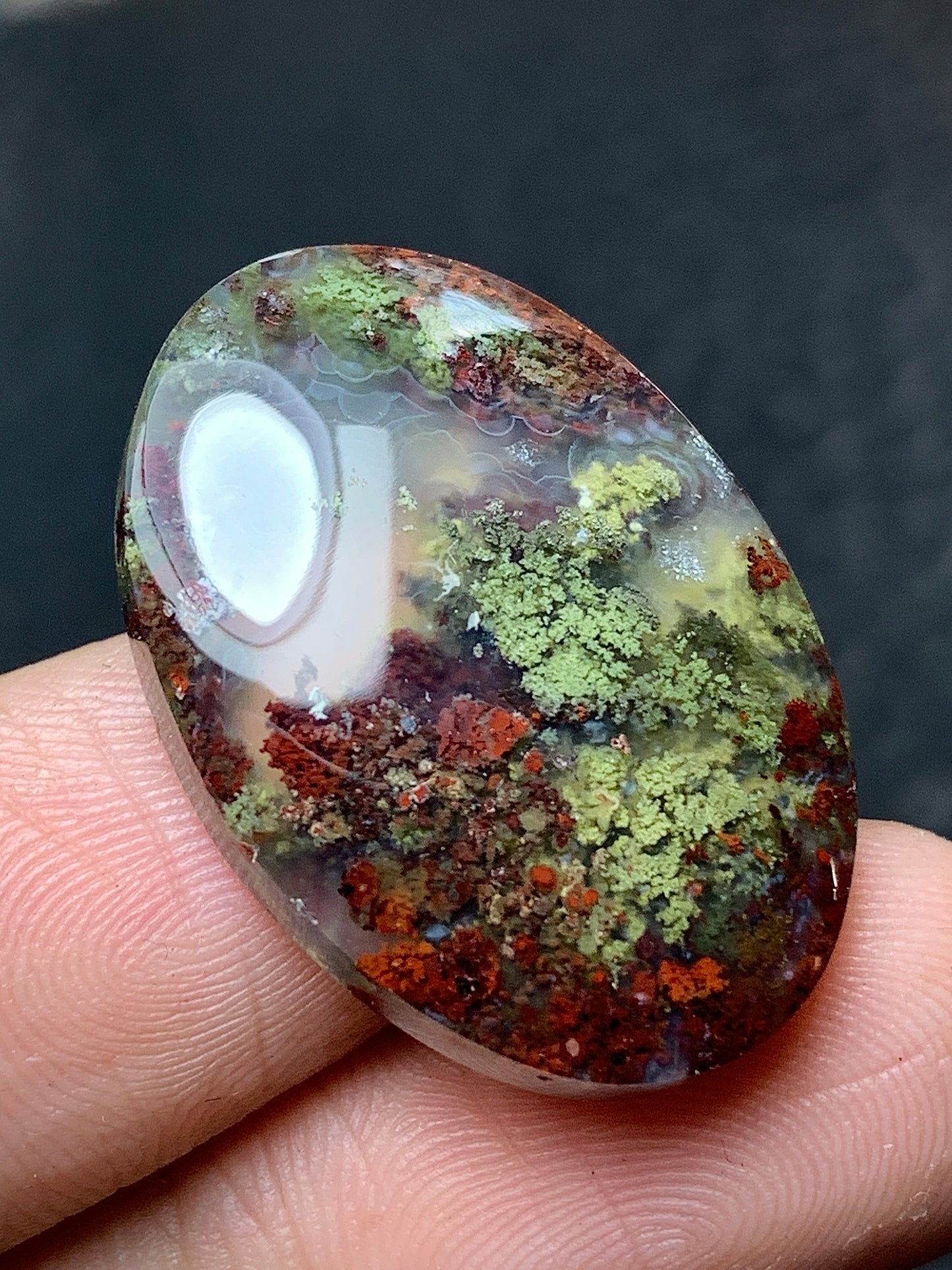 Unique Java Moss Agate Cabochon 26.1x18.5x5mm