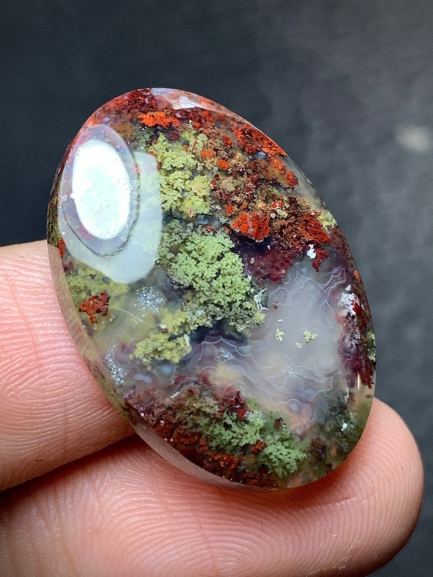 Unique Java Moss Agate Cabochon 26.1x18.5x5mm