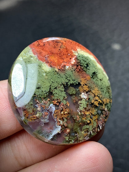 Scenic Moss Agate Round Cabochon 29.5x29.5x6.3mm