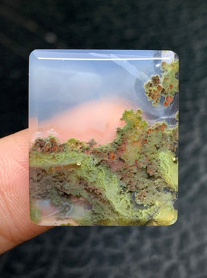 Scenic Moss Agate Rectangle Cabochon 24.5x20.7x3mm