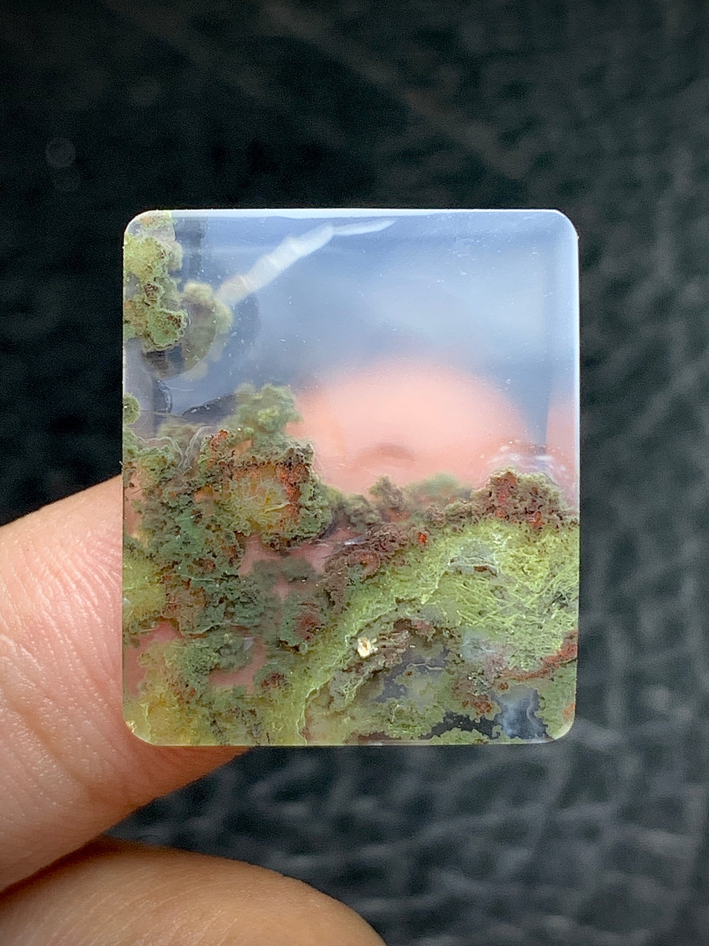 Scenic Moss Agate Rectangle Cabochon 24.5x20.7x3mm