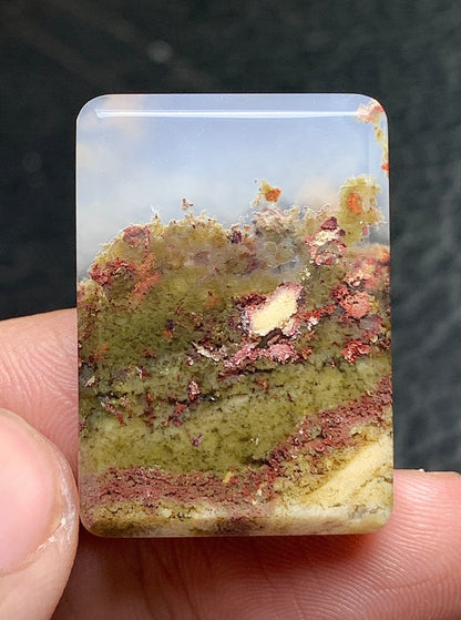 Scenic Moss Agate Rectangle Cabochon 30x22x6mm